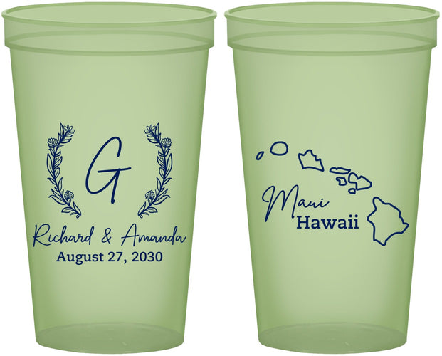 Custom Wedding 22 oz Glow In The Dark Cups - Hawaii | 110