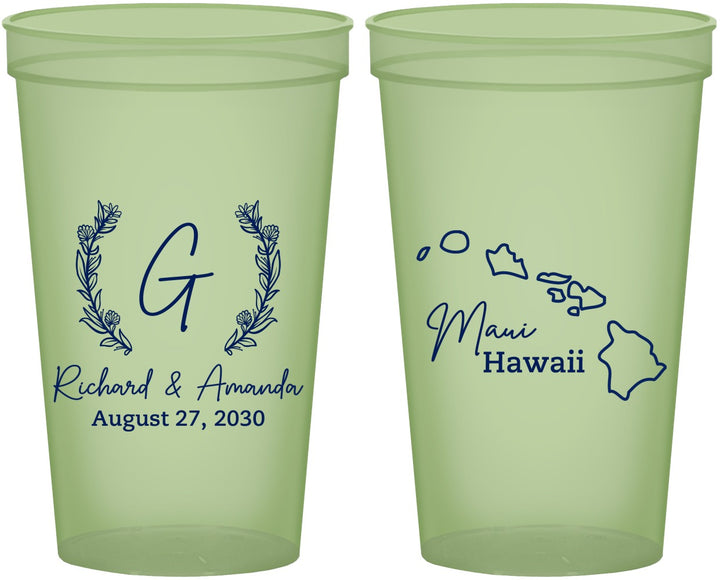 Custom Wedding 22 oz Glow In The Dark Cups - Hawaii | 110