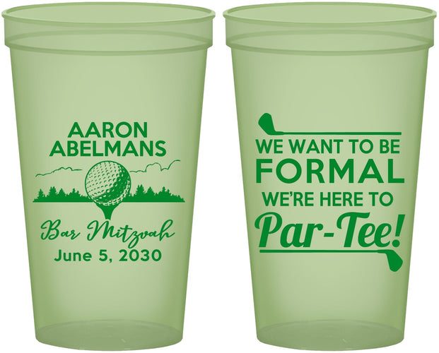 Custom Bar Mitzvah 22 oz Glow In The Dark Cups - 13th Birthday Golf | 110010