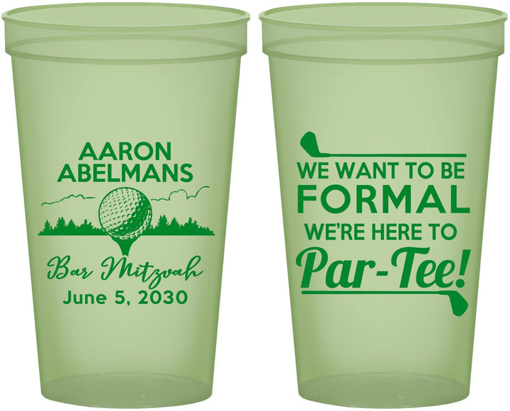 Custom Bar Mitzvah 22 oz Glow In The Dark Cups - 13th Birthday Golf | 110010