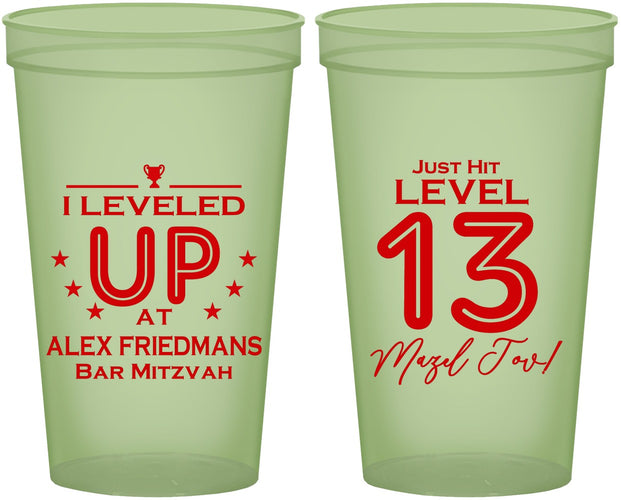 Custom Bar Mitzvah 22 oz Glow In The Dark Cups - 13th Birthday Video Game | 110014