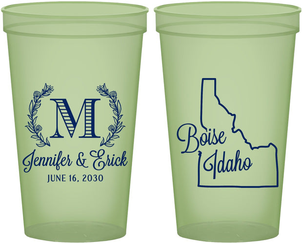 Custom Wedding 22 oz Glow In The Dark Cups - Idaho | 111