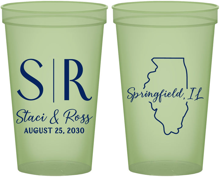 Custom Wedding 22 oz Glow In The Dark Cups - Illinois | 112