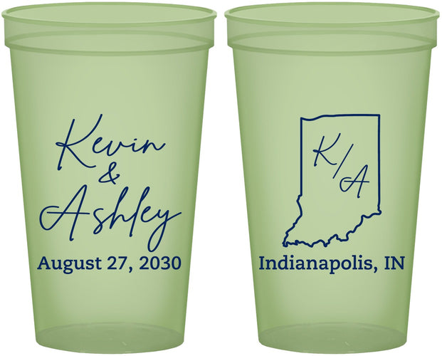 Custom Wedding 22 oz Glow In The Dark Cups - Indiana | 113