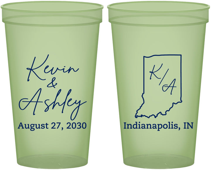 Custom Wedding 22 oz Glow In The Dark Cups - Indiana | 113