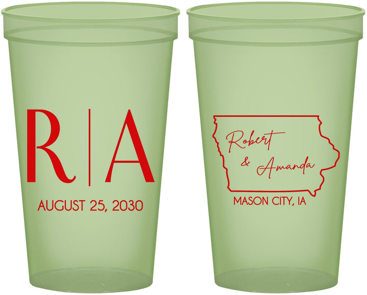Custom Wedding 22 oz Glow In The Dark Cups - Iowa | 114