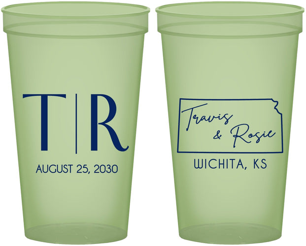 Custom Wedding 22 oz Glow In The Dark Cups - Kansas | 115
