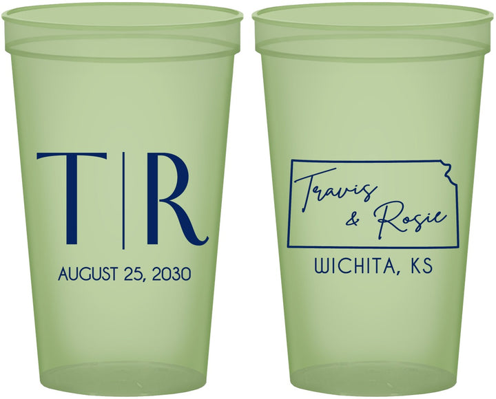 Custom Wedding 22 oz Glow In The Dark Cups - Kansas | 115