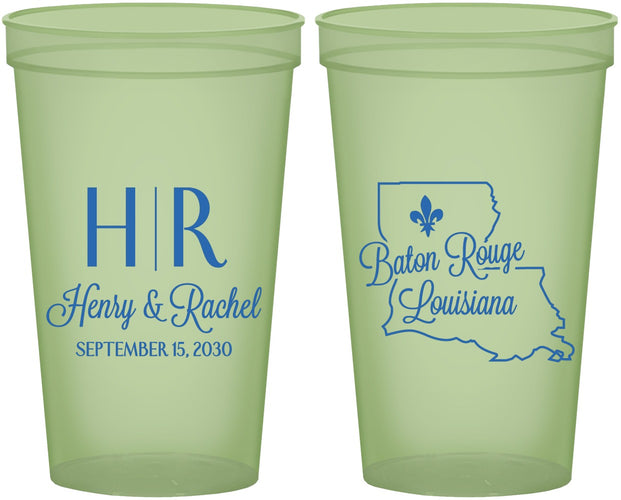 Custom Wedding 22 oz Glow In The Dark Cups - Louisiana | 117