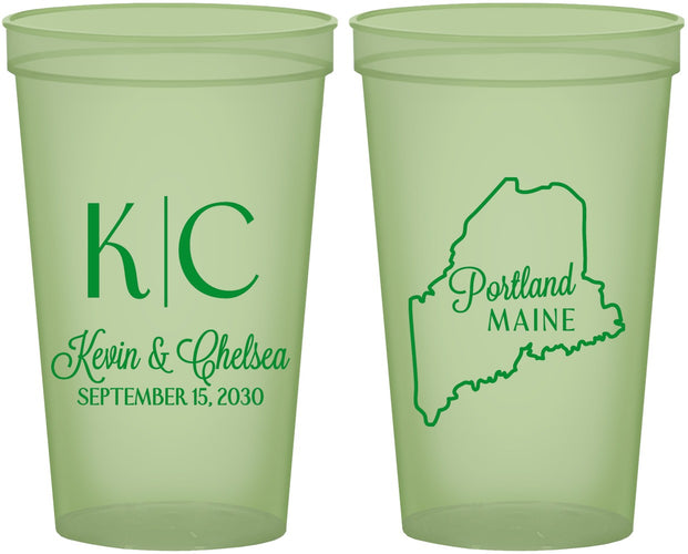 Custom Wedding 22 oz Glow In The Dark Cups - Maine | 118