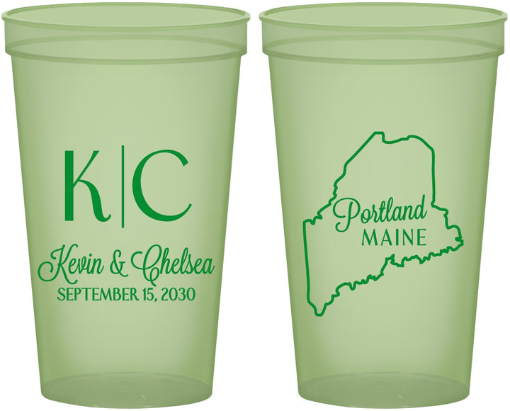 Custom Wedding 22 oz Glow In The Dark Cups - Maine | 118