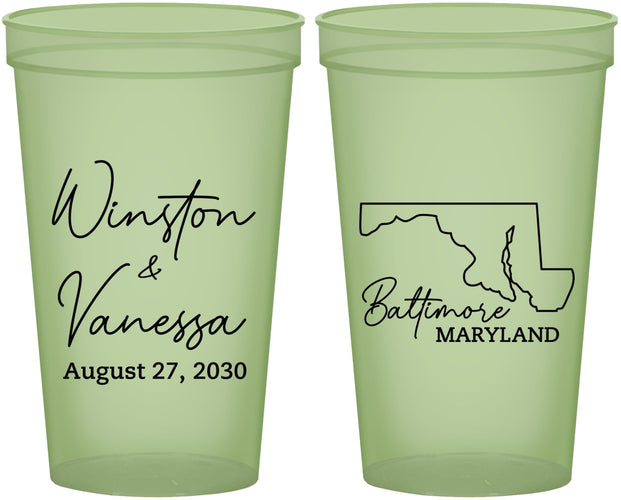 Custom Wedding 22 oz Glow In The Dark Cups - Maryland | 119