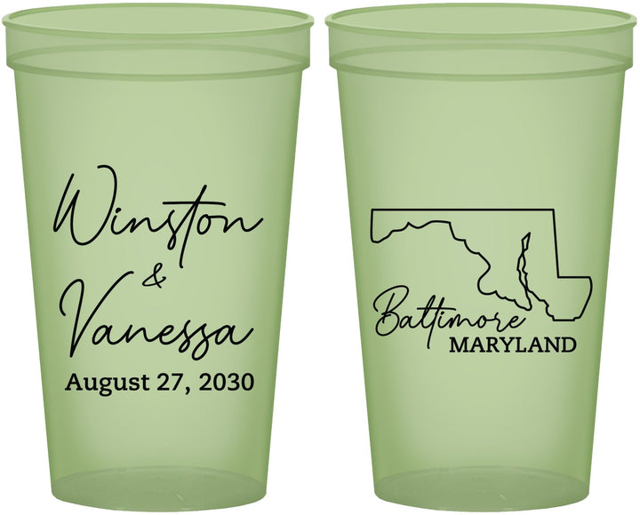 Custom Wedding 22 oz Glow In The Dark Cups - Maryland | 119