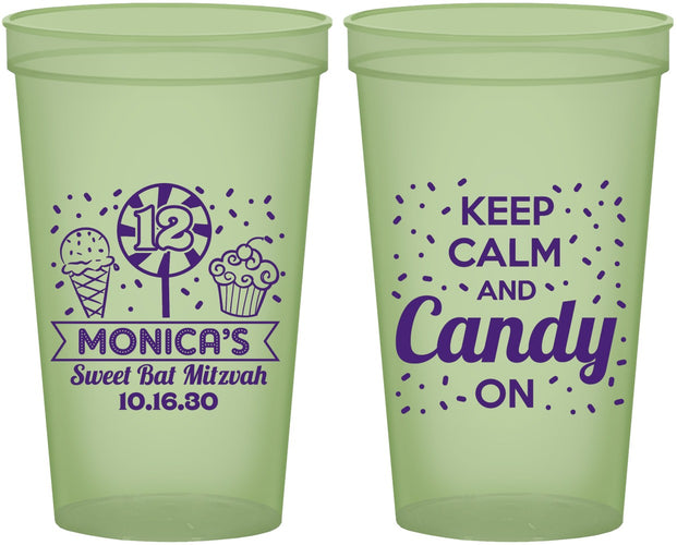 Custom Bat Mitzvah 22 oz Glow In The Dark Cups - 12th Birthday Cupcake | 120001
