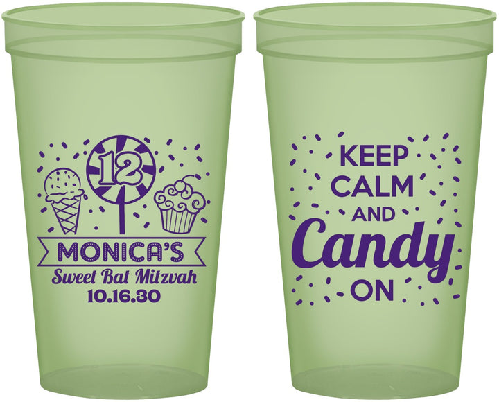 Custom Bat Mitzvah 22 oz Glow In The Dark Cups - 12th Birthday Cupcake | 120001
