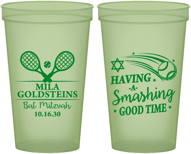 Custom Bat Mitzvah 22 oz Glow In The Dark Cups - 12th Birthday Tennis | 120018