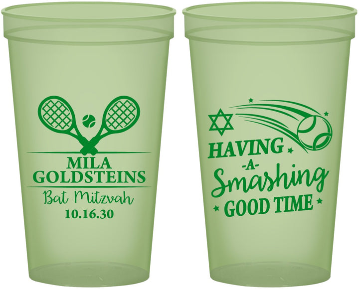 Custom Bat Mitzvah 22 oz Glow In The Dark Cups - 12th Birthday Tennis | 120018