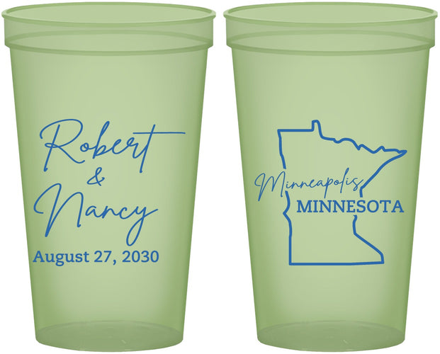 Custom Wedding 22 oz Glow In The Dark Cups - Minnesota | 122