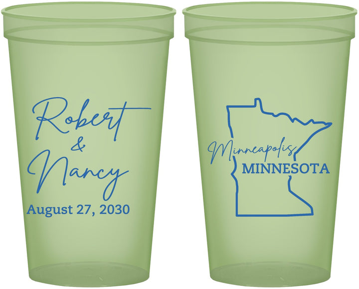 Custom Wedding 22 oz Glow In The Dark Cups - Minnesota | 122