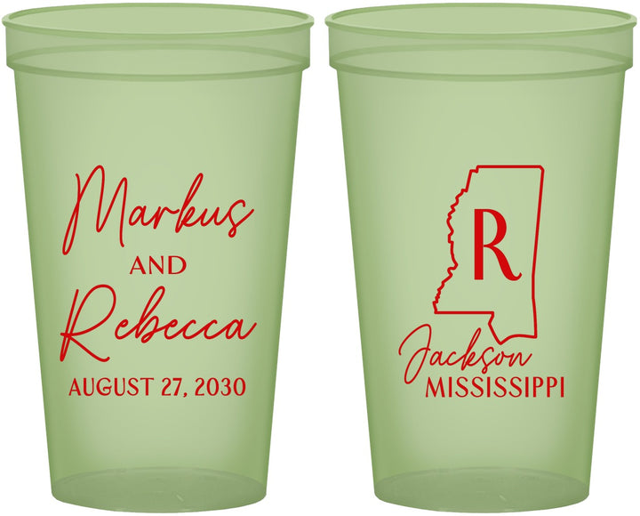 Custom Wedding 22 oz Glow In The Dark Cups - Mississippi | 123