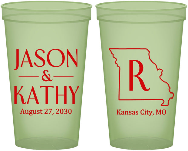 Custom Wedding 22 oz Glow In The Dark Cups - Missouri | 124