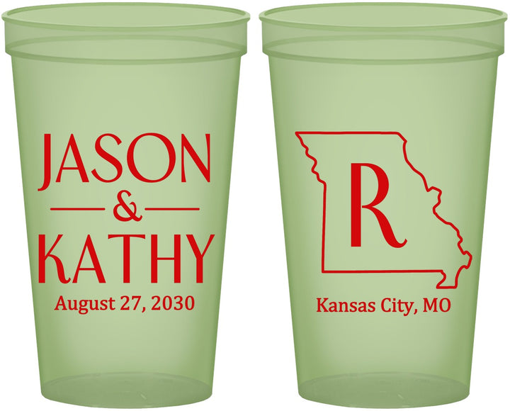 Custom Wedding 22 oz Glow In The Dark Cups - Missouri | 124