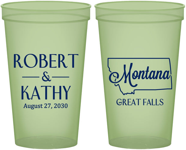 Custom Wedding 22 oz Glow In The Dark Cups - Montana | 125
