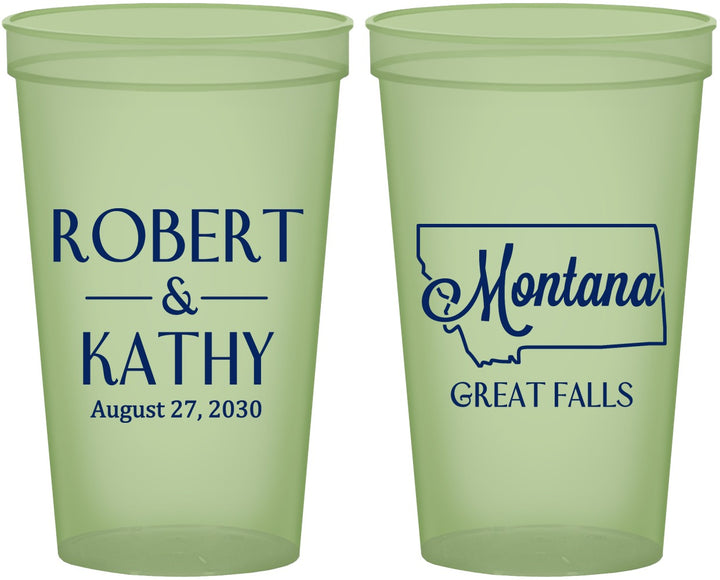 Custom Wedding 22 oz Glow In The Dark Cups - Montana | 125