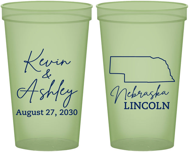 Custom Wedding 22 oz Glow In The Dark Cups - Nebraska | 126