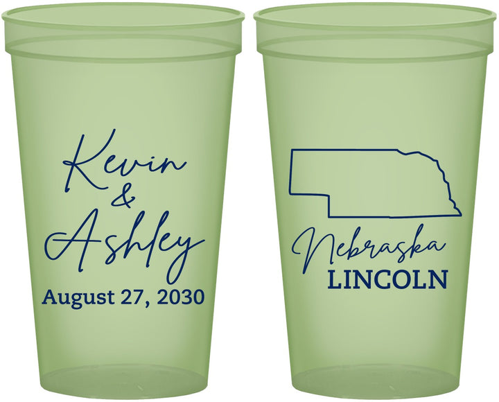 Custom Wedding 22 oz Glow In The Dark Cups - Nebraska | 126