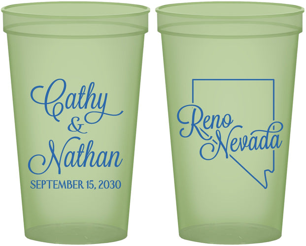 Custom Wedding 22 oz Glow In The Dark Cups - Nevada | 127