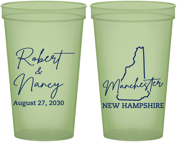 Custom Wedding 22 oz Glow In The Dark Cups - New Hampshire | 128