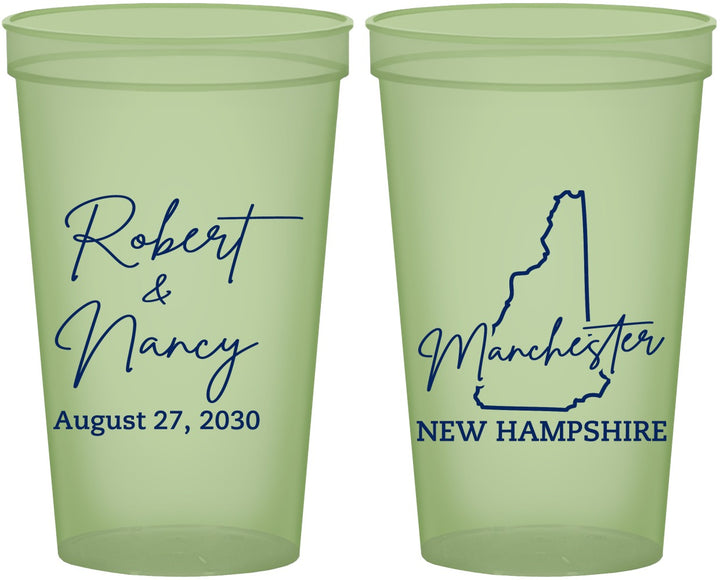 Custom Wedding 22 oz Glow In The Dark Cups - New Hampshire | 128