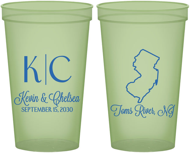 Custom Wedding 22 oz Glow In The Dark Cups - New Jersey | 129