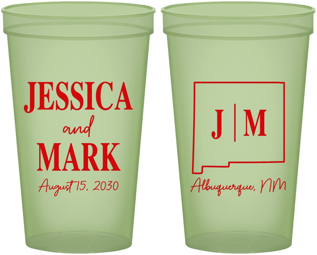 Custom Wedding 22 oz Glow In The Dark Cups - New Mexico | 130