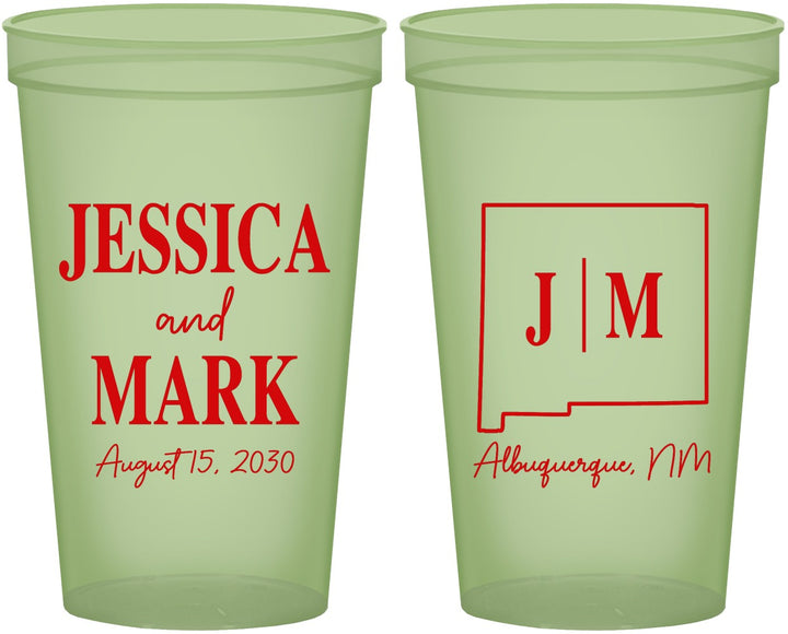 Custom Wedding 22 oz Glow In The Dark Cups - New Mexico | 130