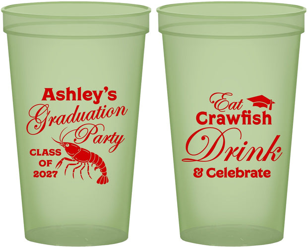 Custom Graduation 22 oz Glow In The Dark Cups - Class Of 2027 Crawfish Boil | 130000
