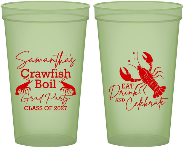 Custom Graduation 22 oz Glow In The Dark Cups - Class Of 2027 Crawfish Boil | 130002