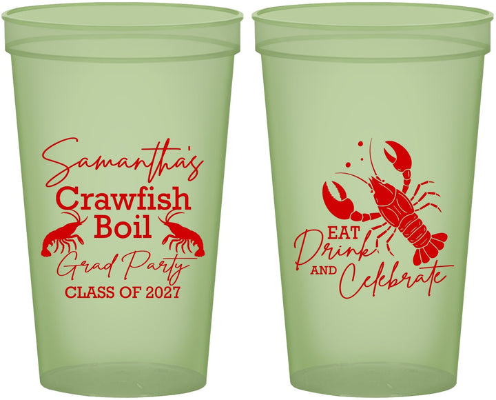 Custom Graduation 22 oz Glow In The Dark Cups - Class Of 2027 Crawfish Boil | 130002