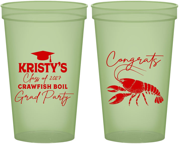 Custom Graduation 22 oz Glow In The Dark Cups - Class Of 2027 Crawfish Boil | 130003