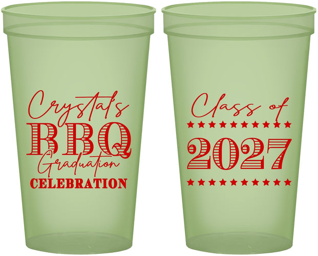 Custom Graduation 22 oz Glow In The Dark Cups - Class Of 2027 Bbq | 130005