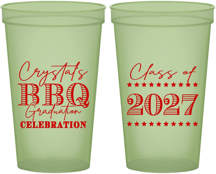 Custom Graduation 22 oz Glow In The Dark Cups - Class Of 2027 Bbq | 130005