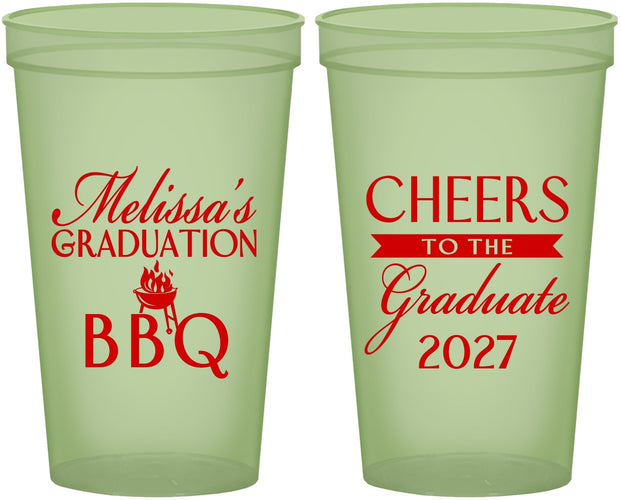 Custom Graduation 22 oz Glow In The Dark Cups - Class Of 2027 Bbq | 130006