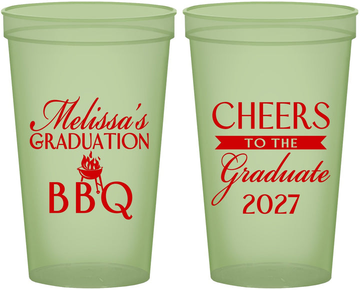 Custom Graduation 22 oz Glow In The Dark Cups - Class Of 2027 Bbq | 130006