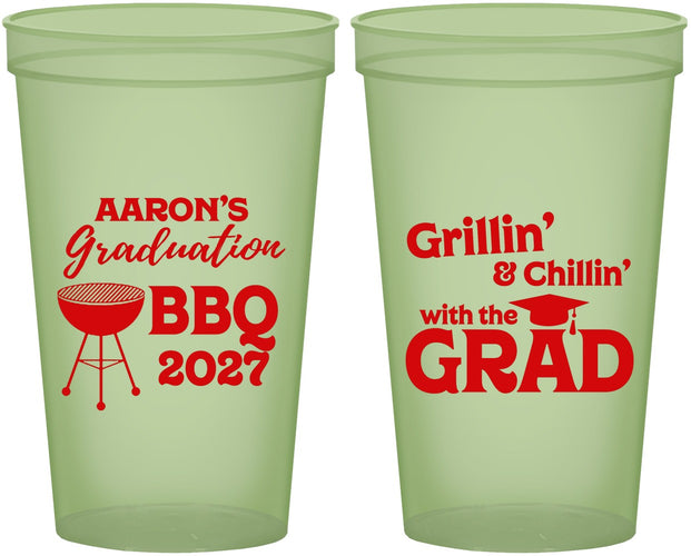 Custom Graduation 22 oz Glow In The Dark Cups - Class Of 2027 Bbq | 130007