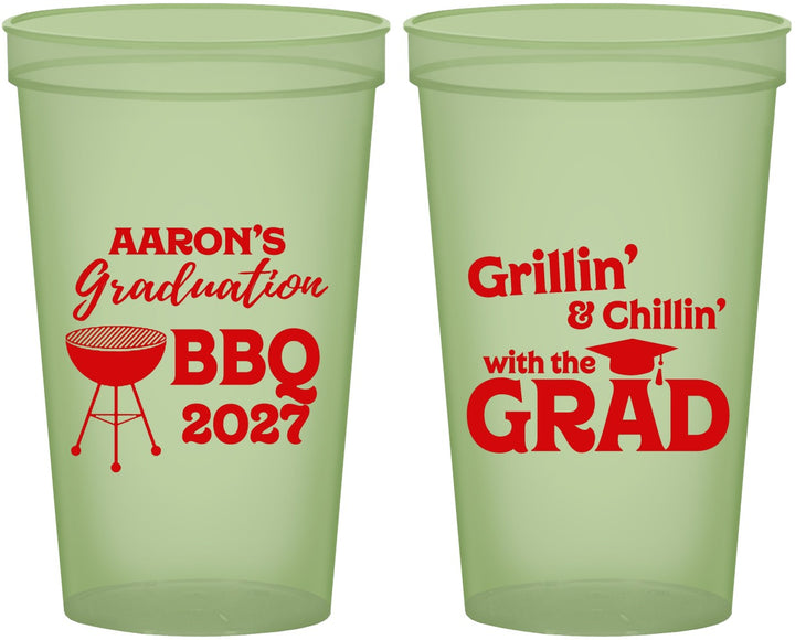 Custom Graduation 22 oz Glow In The Dark Cups - Class Of 2027 Bbq | 130007
