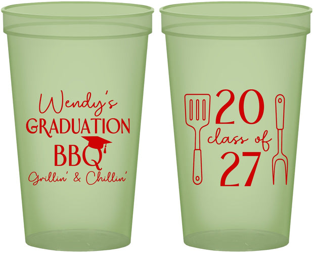 Custom Graduation 22 oz Glow In The Dark Cups - Class Of 2027 Bbq | 130008