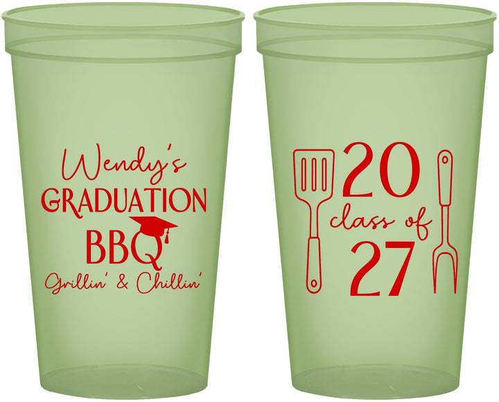 Custom Graduation 22 oz Glow In The Dark Cups - Class Of 2027 Bbq | 130008