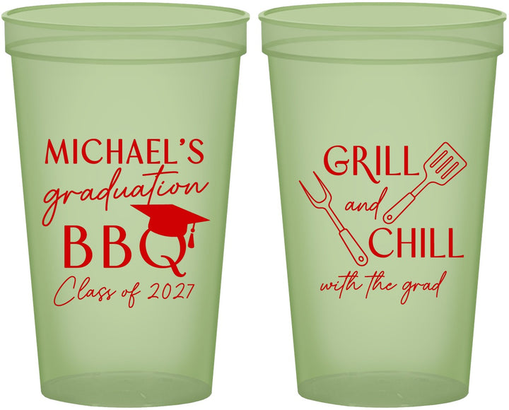 Custom Graduation 22 oz Glow In The Dark Cups - Class Of 2027 Bbq | 130009