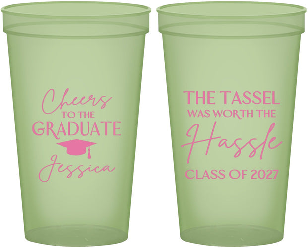 Custom Graduation 22 oz Glow In The Dark Cups - Class Of 2027 Tassel Hassel | 130010
